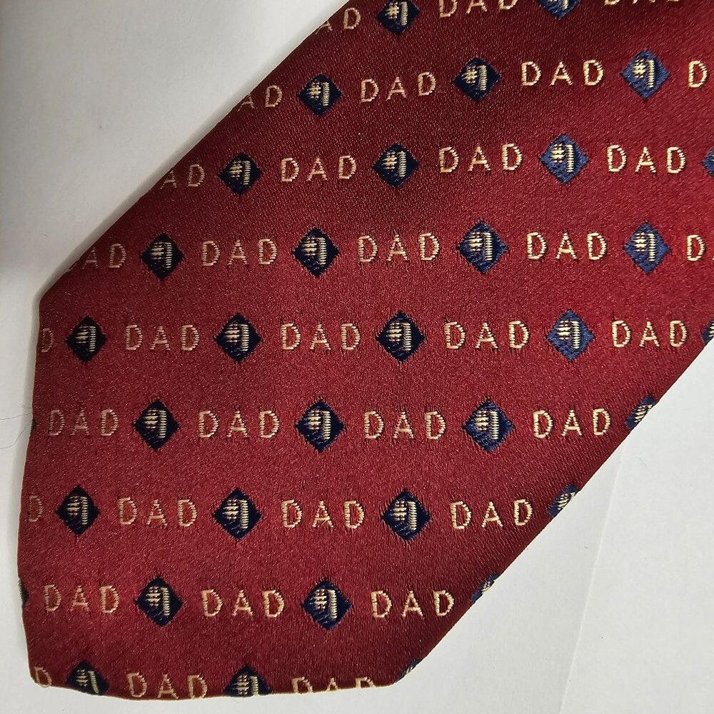 Dad Graphic Patterned Red Blue Necktie Men Neck Tie